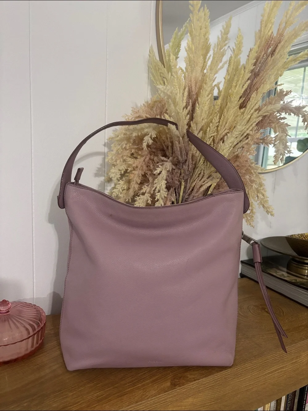 Fossil  Maya Leather Hobo Shoulder Bag in Dusty Pink